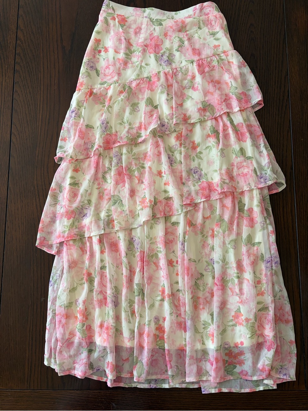Altar’d State Maxi Floral Ruffle Skirt Size Small